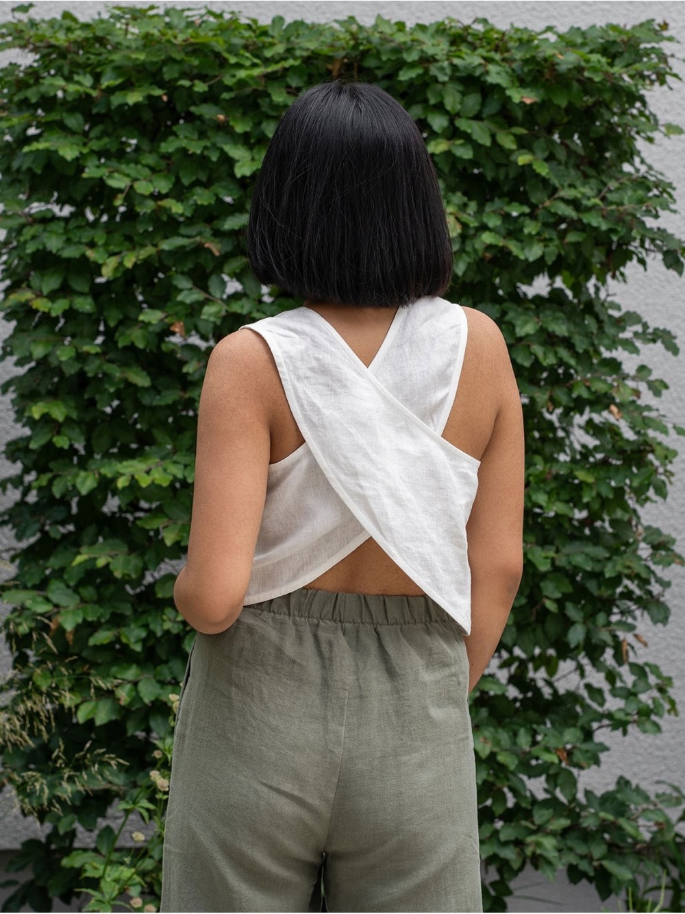Massimo Dutti crossed back linen top